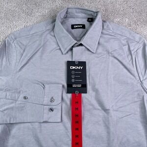 NEW DKNY Shirt Mens Medium Grey Sport Long Sleeve Button Up Business NWT